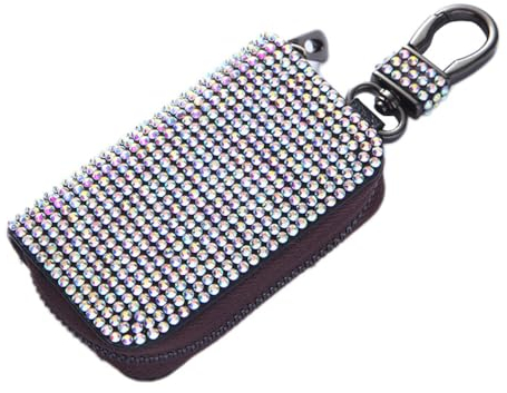 Whakano Glänzende Schlüsseltasche mit Strasssteinen für Damen und Herren,Bling Auto-Schlüssel Herren Damen Schlüsseletui,Mini Münztasche,Schlüsselmäppchen mit Haken Tragbares,Bunt