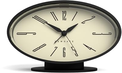 NEWGATE® Ronnie wecker | Ovales Retro Design | Schwarzes, weiches gummiertes Finish | Ideal für nachttisch, Schreibtisch oder Regal | Modernes Retro Accessoire für Schlafzimmer