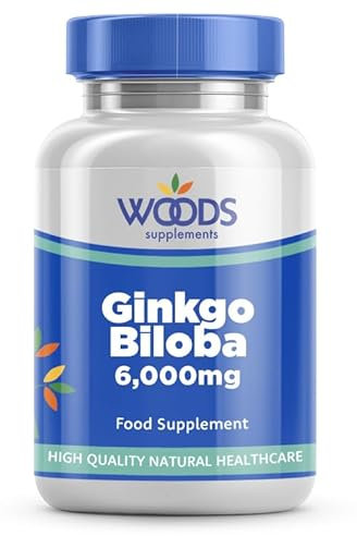 Ginkgo Biloba 6000mg (180 Tablets) from Woods Supplements | Suitable for Vegetarians & Vegans | 6000mg per Tablet | Used for Centuries in Chinese Herbal Medicine