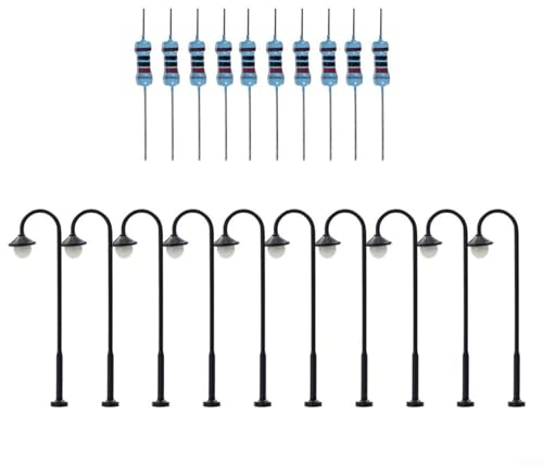 HEIBTENY 10Stück Modelleisenbahn Lichter Metall Landschaft Spur N/HO 1:160 Maßstab Licht Layout Lampen & Beleuchtung Für Gaslaterne Gartenlampen Parklaternen