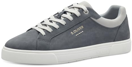 s.Oliver Herren Sneaker flach mit Schnürsenkeln Low Top, Blau (Blue Nubuck), 45 EU