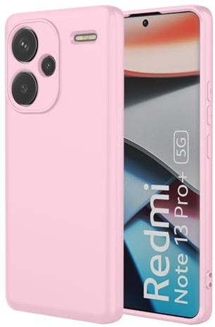 UPLAI Coque pour Xiaomi Redmi Note 13 Pro+ Plus 5G, Très Mince Soyeux Toucher Silicone Liquide Antichoc Housse avec Prime Doublure Fibre, Souple TPU Élégant Étui. Rose