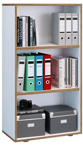 VCM Holzregal stehend | platzsparender Aktenschrank | Maße ca. H. 110 x B. 60 x T. 33 cm | Elegantes Regal | Büroregal – Salia 3fach B. 60 cm
