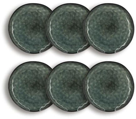 OGO LIVING - Lot 6 assiettes plates grenada 27.5cm en grès vert foncé - 2614490