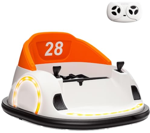 AIYAPLAY Kids Bumper Car 12V 360° Rotation Remote Control Ages 1.5-5 Orange