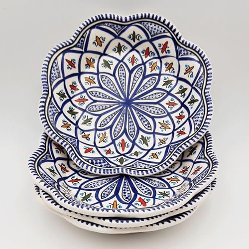 Lot de 4 assiettes creuses fleur Bakir bleu - D 23 cm