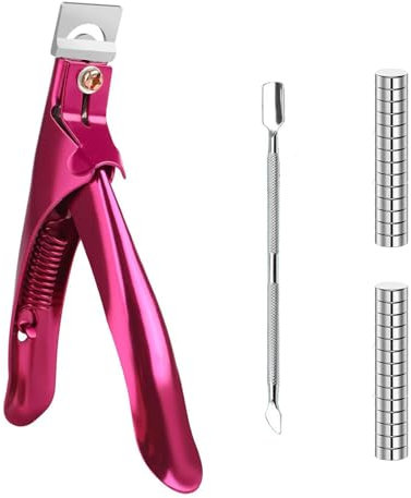 Acrylic Nail Clippers with 20Pcs Magnets Tip Cutters for Salon Home Nail Art, Accurate Trimming Nail Clipper Professional Stainless Steel Manicure Tool with Length Measurement Trimmer
