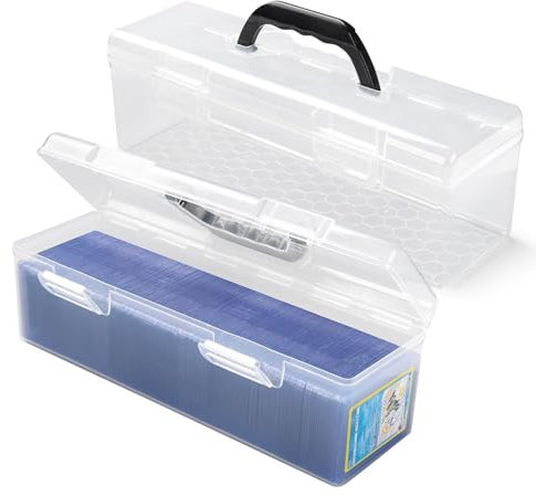 Acidea 2 PCS Toploader Storage Box, Plastic Trading Card Storage Box with Handle, Basebal Sports Card Storage Box, Large for 200 Top Loaders Or 750 Cards(Cards Not Included)