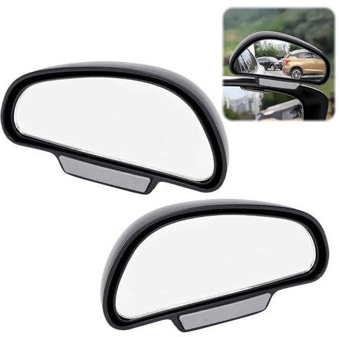 2pcs Espejo de Punto Ciego del Coche de Gran Angular Ajustable Espejo Auxiliar Retrovisor de 360 Grados, Visión Amplia, Seguridad Mejorada en la Conducción (Negro)