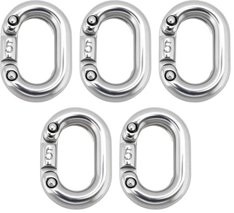 YINETTECH 5pcs Maillons de Chaîne de Connexion Fendus en Acier Inoxydable 316 de 5mm Connecteur de Maillon de Chaîne Robuste Connexion Fendue en C pour Connexion de Chaîne Qualité Marine