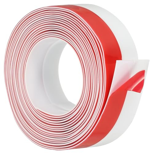 PATIKIL Silicone Seal Strip, 20 ft x 2 Width Self Adhesive Door Draft Stopper Weather Stripping Tape for Gap, Door Under Bottom, Sliding Door, Shower Glass Gaps, White/Red