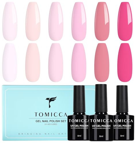TOMICCA Vernis Semi Permanent, 6 Couleurs RoseBébé - RoseFoncé - RoseClair Vernis à Ongles Gel Soak Off UV/LED Semi-permanent Manucure Kit Pour Salon De Manucure DIY Home, 8ml