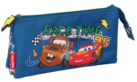 safta Cars Racing Federmäppchen für Kinder, ideal für Kinder im Schulalter, bequem und vielseitig, Qualität und Widerstandsfähigkeit, 22 x 3 x 12 cm, Marineblau, M, Casual