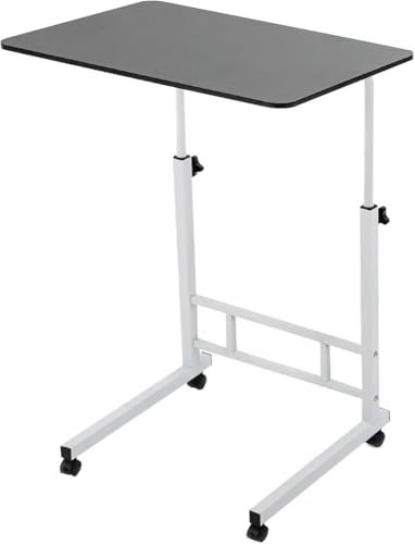 Zanbeel Mobile Laptop Desk with Wheels, Height Adjustable Side Table for Sofa and Bed, Black