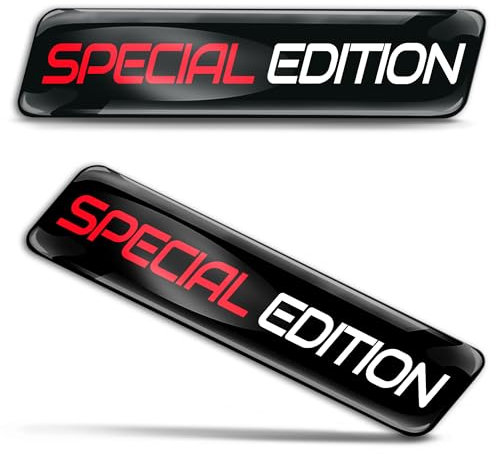 Biomar Labs 2 x 3D Gel Silikon Aufkleber Stoßstange Aufkleber Abziehbilder Emblem Tuning für Auto Motorrad Helm Fahrrad Sonderausgabe Schwarz Rot Weiß Special Edition KS 118