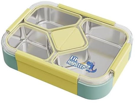 Stainless Steel Food Containers, 1020ML Leakproof Lunch Box with Lids, SUS304 Liner, Dishwasher Safe, Reusable Metal Bento Lunch Box for Kitchen & Pantry Refrigerator Storage Boxes (Yellow)