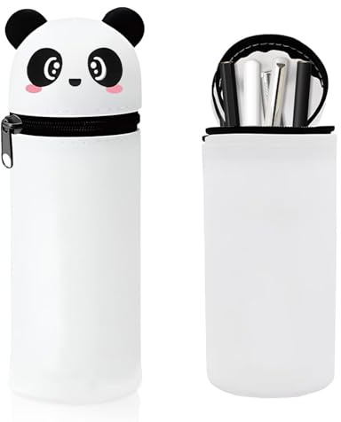 CHENBOOW Silikon Federmäppchen,Federmäppchen Reißverschluss,2-in-1 Schlampermäppchen,Mäppchen,Federtasche aus weichem Silikon für Stifte,Mäppchen Panda,für Schule Home Office Supplies