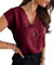 Cicy Bell Bluse Damen Ärmellose V-Ausschnitt Tops Sommer Elegant Cap Sleeve T Shirts Casual Lose Einfarbig Oberteile Weinrot L