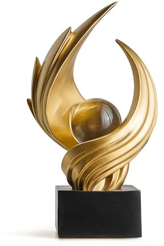 XYQXYQ Abstrakte Kunstskulptur, Kunstharz, Gold, dekorative Statue, moderne weiße Ornamente für Wohnzimmer, Decorativas Modernas für Couchtisch, Eingangsbereich und Büro, Sammlerstücke (Gold)