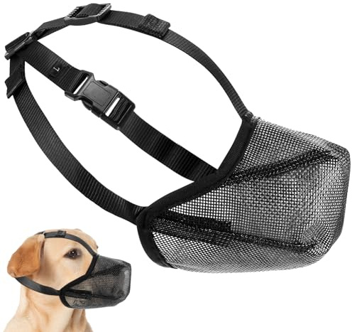 Maulkorb für Große Hunde, Verstellbare Atmungsaktive Haustier Maske Maulkorb Mittlere Hunde mit Klettverschluss, für Kleine Mittlere große Hundetraining (L)