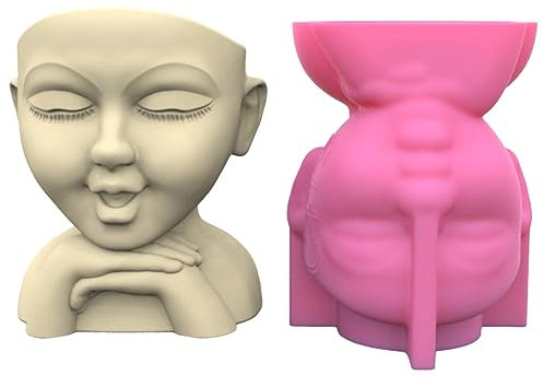 Stampo in silicone con ritratto in gesso per piante grasse, vaso da fiori in calcestruzzo, stampo per cemento, supporto per argilla in silicone