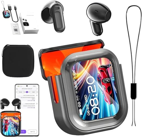 Genérico Auriculares inalámbricos NE20 Bluetooth 5.4 de Alta fidelidad, Resistentes al Agua y con Pantalla LED. Auriculares Ne20 con traducción IA en Tiempo Real, batería de 48 Horas (Black)