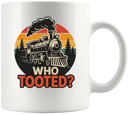 Panvola Who Tooted Train Lovers Gifts For Women Men Retro Steam Engine Railroad Engineers Train Drivers Novelty Drinkware Ceramic Mug 11 oz White