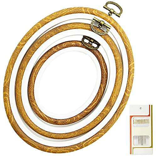 3 stycken korsstygnsramar, olika storlekar, broderiram, set, plast, minibroderiring, broderiring, ring för gör-det-själv, korsstygnsproduktion och display, oval broderiram-set