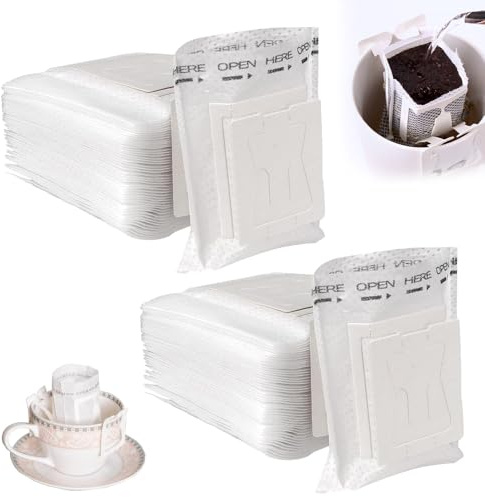 100 Stück Drip Coffee Bag Einweg,Hängende Ohrtropf Kaffeebeutel,Kaffeefilter,Kaffeefilter Camping,Tragbare Kaffee Papier Filter,Klappbar Kaffee Tee Drip Filtertüten Für Reisen,Camping,Zuhause,Büro