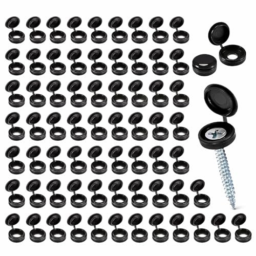 150 Pcs Black Screws Caps, Plastic Hinged Screw Cover Cap, Number Plate Screw Caps Snap Washer Covers Flip Tops Screws Protection