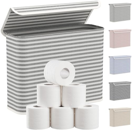 Lifewit 22L Bathroom Toilet Paper Storage Basket with Lid, Gray