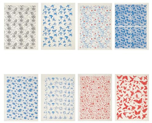 OLYCRAFT 8 Stück 8 verschiedene Unterglasur Transferfolien Für Keramik Bunte Blumen Keramikabziehbilder Schmetterlinge Porzellan Unterglasur Transferpapier Für Keramikton Ideal Für Töpferkünstler