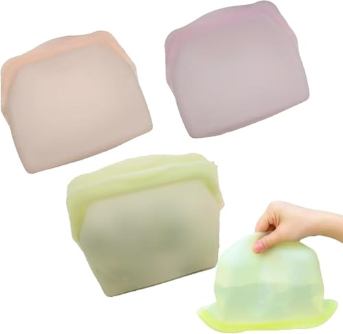 Everbag - Confezione da 3 sacchetti riutilizzabili in silicone per alimenti, sacchetti riutilizzabili in silicone, sacchetti per congelatore verticali a prova di perdite, sacchetti in silicone per la