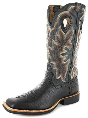 Twisted X Boots Stivali da cowboy da uomo 1963 Ruff Stock - Stivali da equitazione occidentale, in pelle, colore nero, 43 EU, Nero , 43 EU