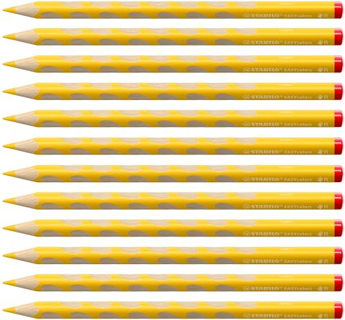 STABILO - Ergonomischer Buntstift für Rechtshänder - EASYcolors | 12er Pack, gelb