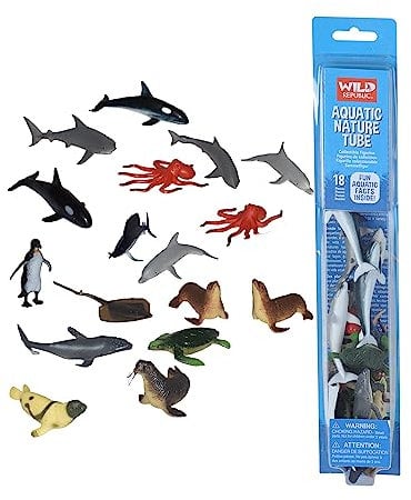 Wild Republic 12879 - Tubes Spielset, Wassertiere, 28 cm, Wasser