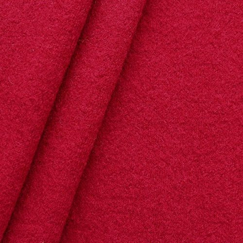 STOFFKONTOR Walkloden Wollstoff Meterware, 100% Wolle, Farbe Rot, Isolierend & Beidseitig verwendbar, ca. 140 cm breit, ca. 350 g/m²