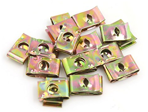 sourcing map 20 Stück Befestigungsclips Blechmuttern Set 3 mm Loch U-Typ Clips Nieten Federmetall Blechschrauben Klammer 17 x 11 x 5 mm