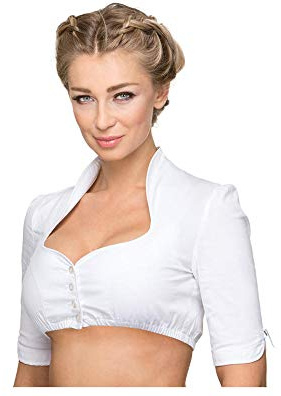 Stockerpoint Dirndlbluse Solange I Größe 32-48 I Damen Bluse mit elegantem Schalkragen & kurzen Ärmeln I Bequem & pflegeleicht I Perfekt für Trachten & Festlichkeiten