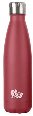 Irisana - Botella de Agua de Acero Inoxidable - 500 ml - Rojo - 7 x 7 x 27 cm - Con Funda de Neopreno - Para Bebidas Calientes y Frías - Colección Bbo