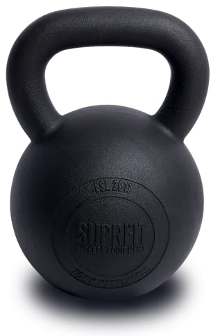 SUPRFIT - Econ Professional Kettlebell 32Kg - Pulverbeschichtete Kugelhantel aus massivem Gusseisen für Fitness, Crossfit & Krafttraining - Schwarze Kettlebells Hantel für Homegym und Fitnessstudios