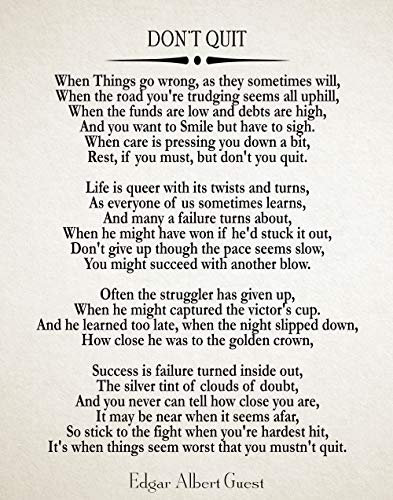 WallBUddy Don't Quit Poem Don't Quit Motivational Poem Inspiring Poem Motivating Poem Inspirational Poem Positive Poster Poem Poster Poetry Poster (21cm x 30cm, Ivory)