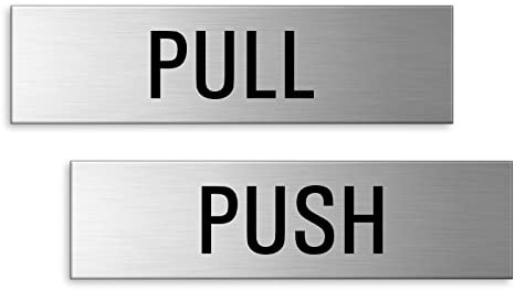 Türschilder Push + Pull 150x40 mm 2er-Set Aluminium Edelstahloptik