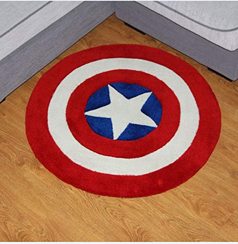 Lily&her Friends – Fashion Captain America Schlafzimmer Wohnzimmer Acryl Faser Baumwolle Tuch Rund Teppich Handgemachte Bodenmatte Matte,dick,Nicht Bedruckt,umweltfreundlich,saphirblau,Diameter: 80cm