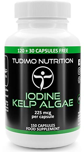Iodio Integratore 225 mcg - 150 pz (Scorta 5 Mesi) di Capsule a Disgregazione Rapida con 225mcg Alga Bruna, Alghe Marine Puro Polvere Qualità Premium