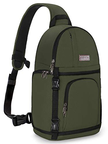 MOSISO Kamera Umhängetasche,DSLR/SLR/Spiegellos Kameratasche Stoßfeste Fotografie Kamerarucksack mit Stativhalter&Abnehmbar Modularen Einsätzen Kompatibel mit Canon/Nikon/Sony/Fuji,Heer Grün