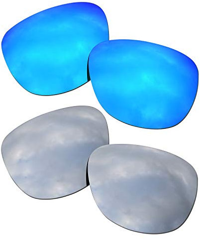 SOODASE Für Oakley Crossrange R Sonnenbrillen Blau/Silber 2 Paare Polarisierte Ersatzgläser