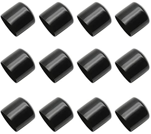 Bonsicoky Runde Gummi-Endkappen, 35 mm, Vinyl, flexible Bolzen, Stuhlbeinkappen aus Kunststoff, Stuhlbeinschoner für Möbelbeine, Rohre, Handlauf, 12 Stück (schwarz)