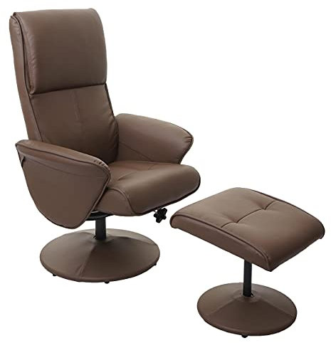 Relaxsessel Helsinki, Fernsehsessel Relaxliege TV-Sessel mit Hocker - Kunstleder, Taupe
