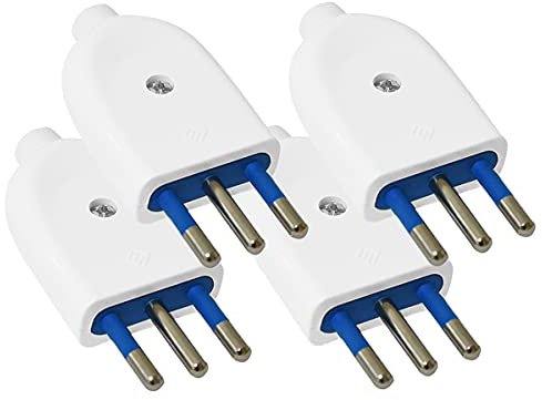 4 Pezzi Spina Elettrica, Spina 2P+T 250V, Spina Italiana Piatta (Spina Piccola 10A, Bianco)